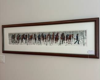 V75 - $950. Bev Doolittle "Two Indian Horses". #8608/12253. Measures 56.5” x 18“.