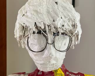 V10 - $145. Papier-mâché Campbell’s Soup Person. Measures 19”x 10” x 30” Tall.