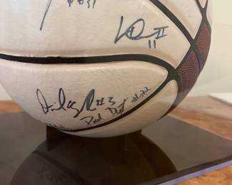 V104 - $250. 2010-2011 Season UNC Signed Basket Ball in Display Case. Signed by Players and Coaches.