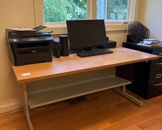 V108 - $40. Vintage Office Desk. Measures 60” x 30” x 26.5” Tall.