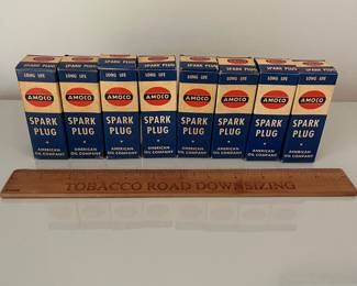 V43 - $65. 1930’s Amoco Spark Plug S-7 Boxes ONLY. 1 Large box and 8 small. Empty Boxes.