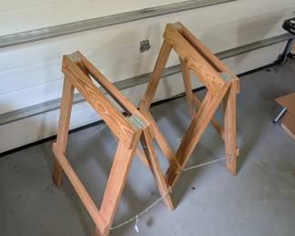 V139 - $30. Homemade Wooden Sawhorses. Sturdy.