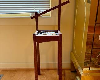 V64 - $65. Expertly Handmade Decorative Table. Has been used to store shells on display. Measures 15” x 8.5” x 35” Tall.