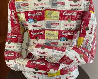 V10 - $145. Papier-mâché Campbell’s Soup Person. Measures 19”x 10” x 30” Tall.