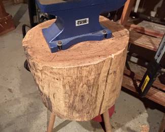 Anvil mounted on table