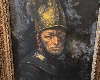 The Man with the Golden Helmet Painted after Rembrandt Framed