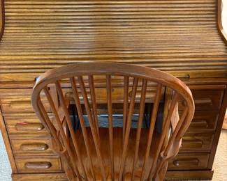 Vintage Wooden Roll top Desk and bankers chair