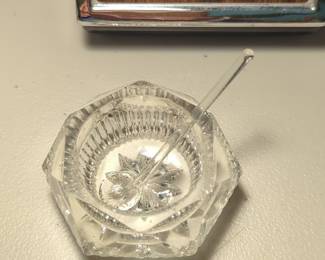 Miniature Crystal Salt Cellar with Spoon