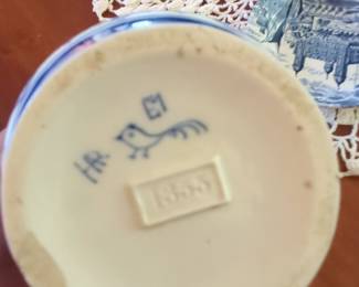 Delft Blue Ewer Pitcher with Bird Mark '1855'