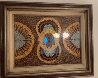 Vintage Brazilian Butterfly Wing Inlay Tray