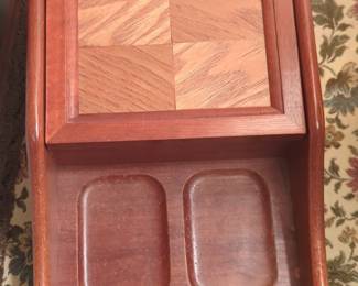 Vintage Wooden Jewelry Box with Parquet Inlay