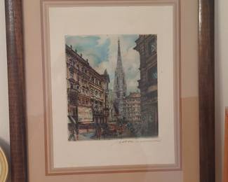 Etching of St. Stephen's Cathedral, Vienna by Robert Kasimir