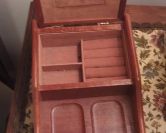 Vintage Wooden Jewelry Box with Parquet Inlay