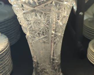 American Brilliant Cut Glass Vase with Hobstar and Fan Patterns