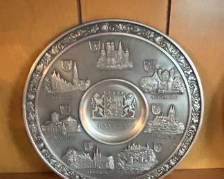 Zinn Becker Bavaria Cities Commemorative Pewter Plate