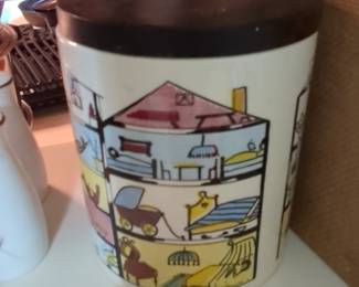 Staffel Limburg Dom-Keramik "House" Motif Canister with Lid