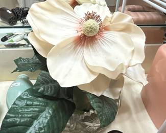 Artificial Magnolia Floral Arrangement in Textured Vase