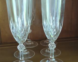 RCR Royal Crystal Rock Gala Champagne Flutes with Faceted Stem