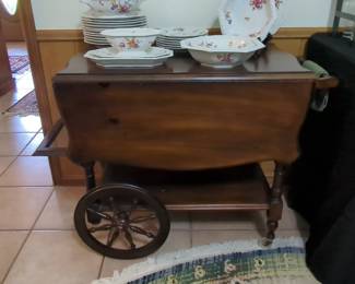 Vintage Wooden Tea Cart / Bar Cart