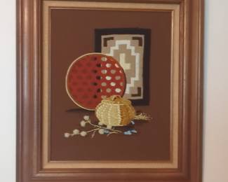 Framed Sunset Stitchery Needlepoint Art