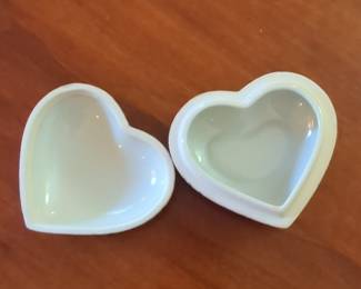 Blue and White Porcelain Heart Trinket Box - Delft Style