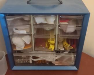 Blue Plastic 9-Drawer Organizer with Handle