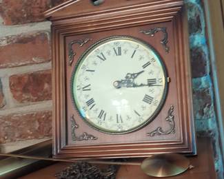 E. Schmeckenbecher Wooden Mantel Clock with Pendulum