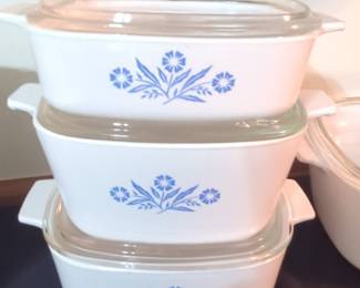 CorningWare Blue Cornflower Casserole Dishes with Glass Lids