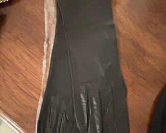 Black Leather Opera Gloves