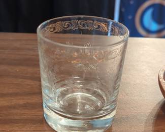 Etched Crystal Double Old Fashioned Glasses