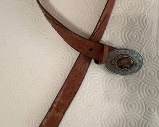 Ostrich Leather Tony Llama Belt with Western Style Buckle