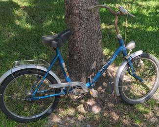 Blue Folding Bicycle with "CLASSIC" Decal