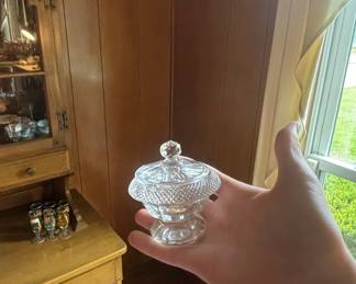 Anchor Hocking Wexford Clear Glass Footed Candy Dish With Lid