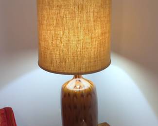 Mid-Century Drip Glaze Ceramic Table Lamp, possibly by Laurel Lamp Co.