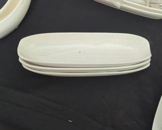 White Ceramic Corn Cob Shaped Relish Dishes - Set of 3