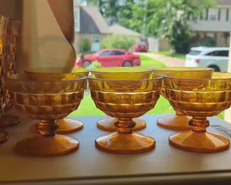 Set of 6 Amber Indiana Glass Whitehall Colony Dessert Glasses