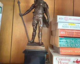 Bronze Sculpture of a Warrior Figure, possibly Vercingetorix or a Celtic/Gallic Chief
