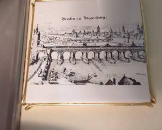 Matthäus Merian Engraving of Regensburg Stone Bridge