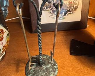 Vintage Fireplace Tool Set with Twisted Handle