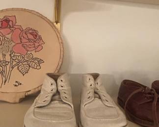 Vintage White Leather Baby Shoes - Buster Brown