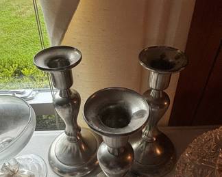 Pewter Candlesticks Set of Three