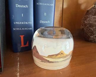 Painted Desert Sand Art Glass Paperweight