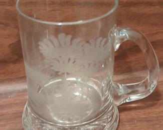 Etched Glass Mug with Palm Tree Design