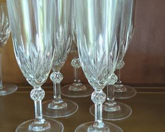 RCR Royal Crystal Rock Gala Champagne Flutes with Faceted Stem