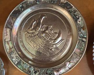 Mexican Sterling Silver and Abalone Inlay Coaster/Dish