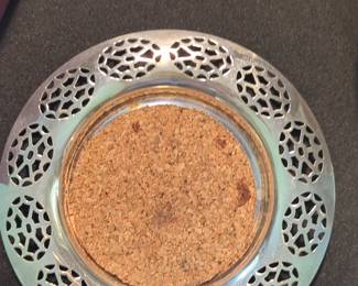 Silver Plated Coaster with Lattice Work