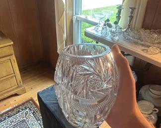 American Brilliant Cut Crystal Rose Bowl Vase