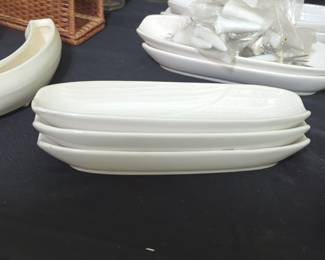 White Ceramic Corn Cob Shaped Relish Dishes - Set of 3