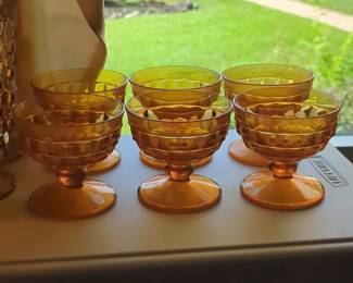 Set of 6 Amber Indiana Glass Whitehall Colony Dessert Glasses