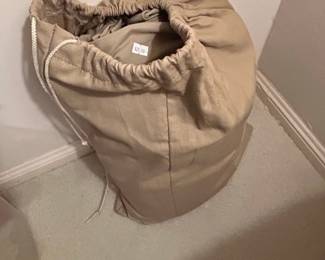 Tan Canvas Laundry Bag with Drawstring Closure